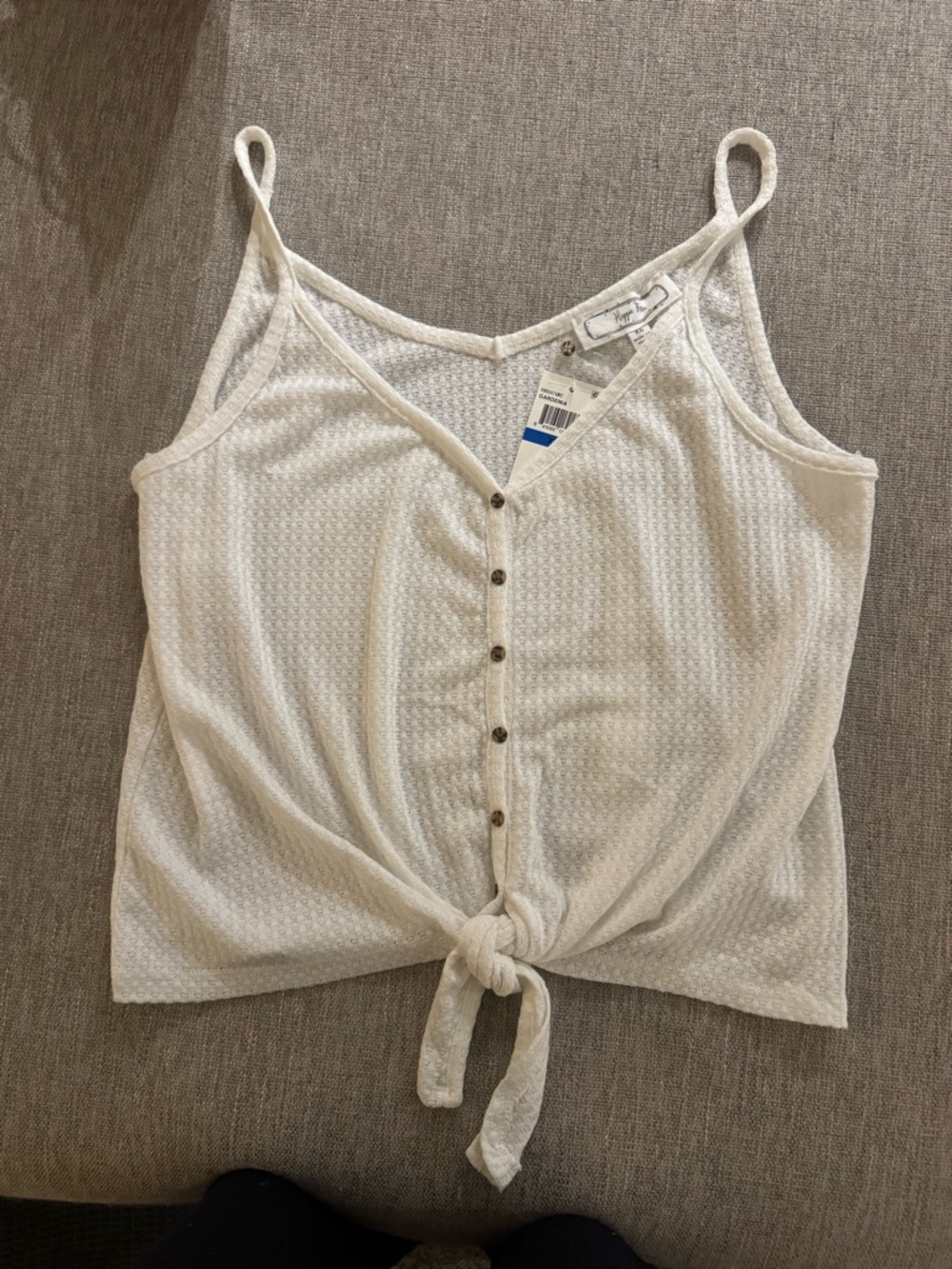 Hippie Rose White Button-Front Tie-Waist Camisole
